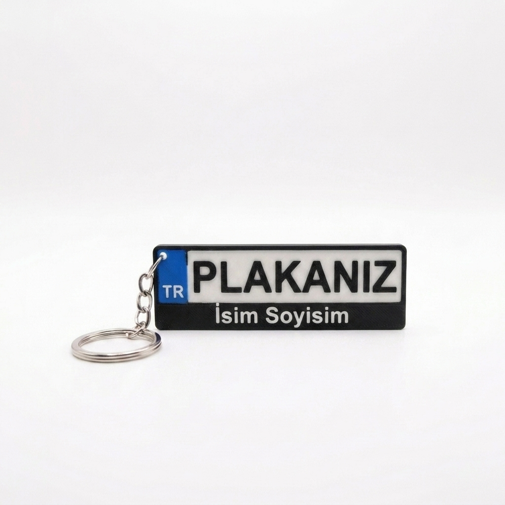 Özel Tasarım Kabartmalı Plaka Anahtarlık – İsim Yazılı